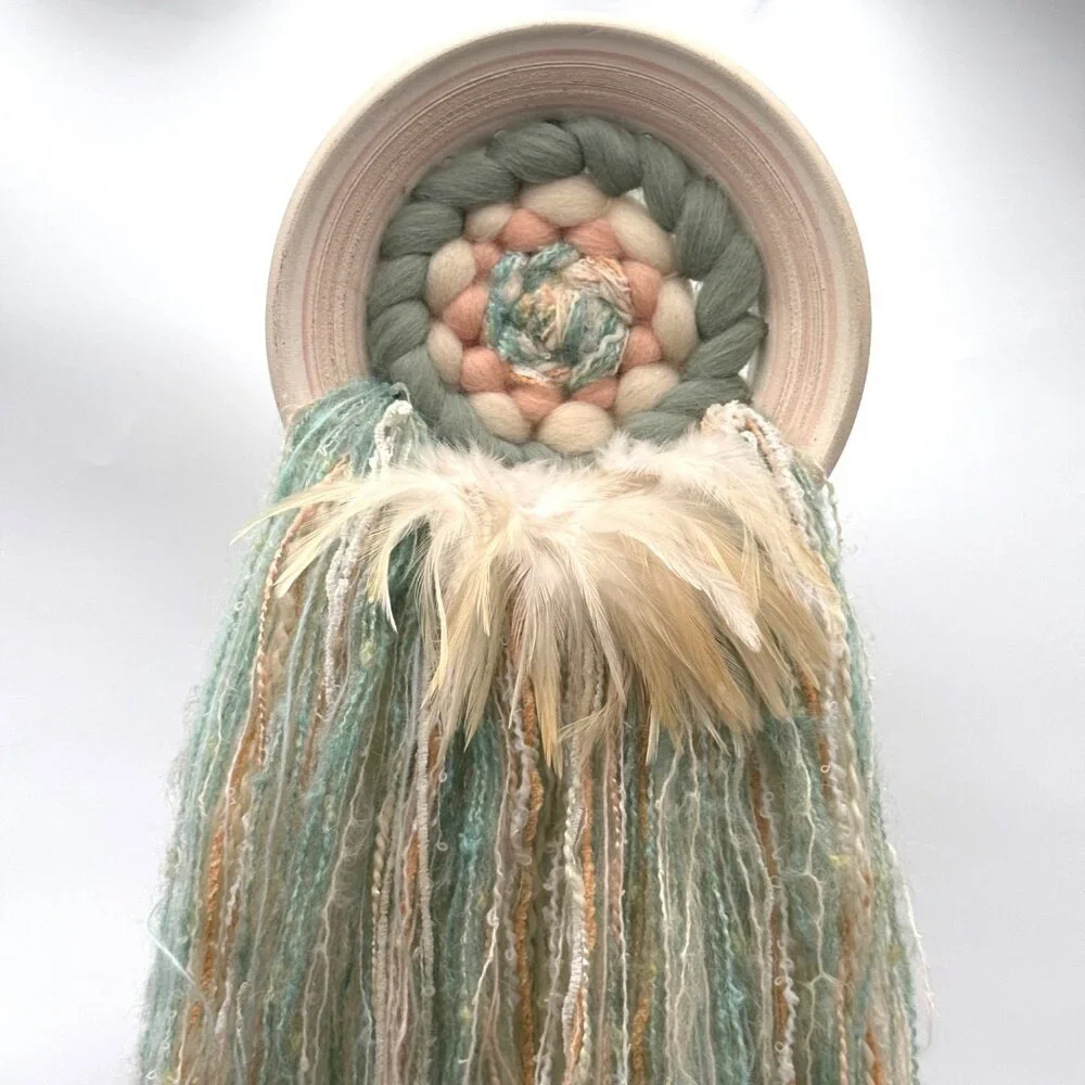 Dream Catcher Handmade Wall Decor Native American Design Macrame & Feathers Past